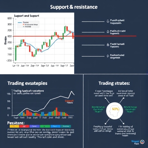 การแสดงแนวโน้มตลาดที่มีระดับแนวรับและแนวต้าน