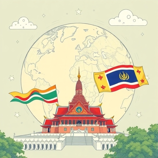 Conceptual art representing Thailand's currency control by the Bank of Thailand