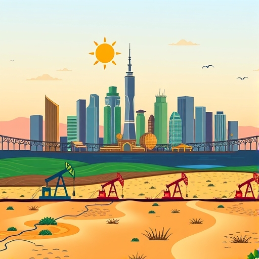 ทุ่งน้ำมันที่แสดงถึงความมั่งคั่งของคูเวต