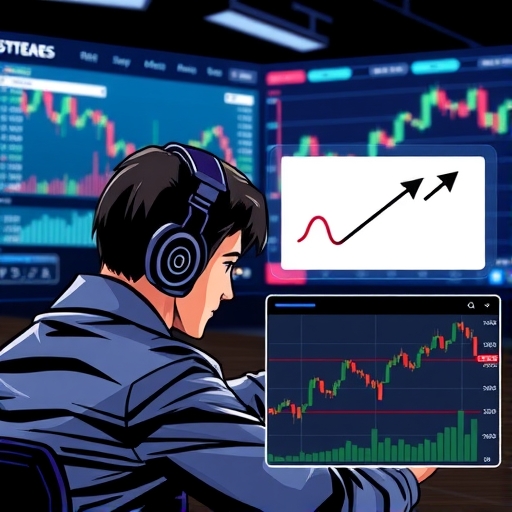 นักเทรดกำลังมองหากราฟและการเคลื่อนไหวของตลาด