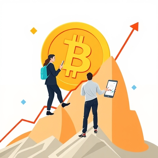 กราฟแสดงแนวโน้มทรงสูงของ Bitcoin ที่เพิ่มขึ้นควบคู่กับการพัฒนาของตลาด cryptocurrency