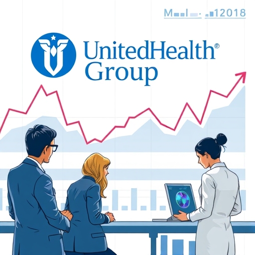 นักลงทุนกำลังพูดคุยกันหน้ากราฟข้อมูลการดูแลสุขภาพ