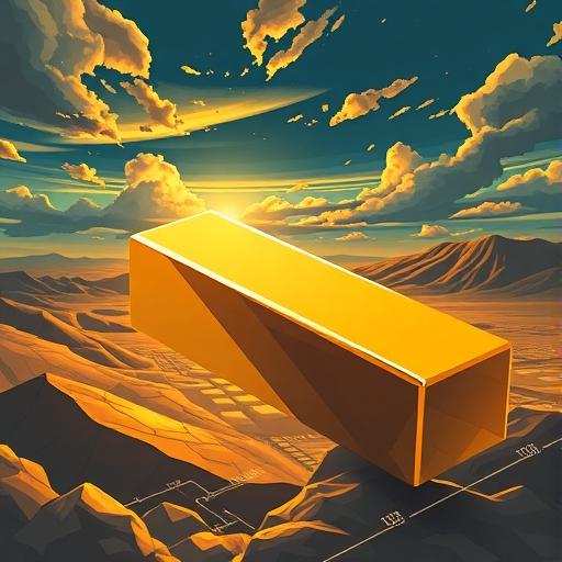 ทองคำแท่งวางอยู่บนกราฟตลาดหุ้น