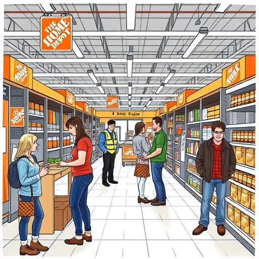 พนักงานของ Home Depot ที่กำลังให้ความช่วยเหลือลูกค้า