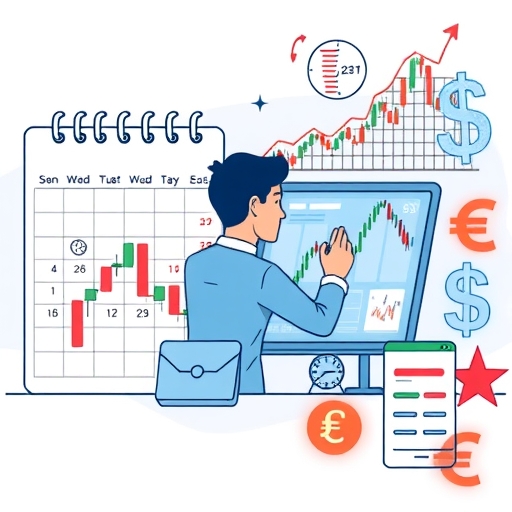 การแสดงภาพปฏิทินการเทรดฟอเร็กซ์ที่มีกราฟทางการเงิน