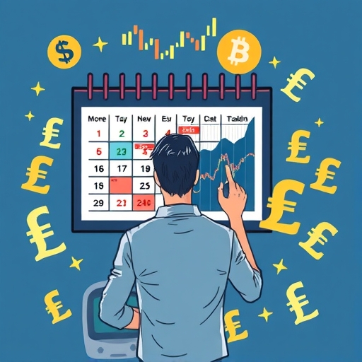 ภาพของสัญลักษณ์สกุลเงินที่ล้อมรอบด้วยตัวชี้วัดเศรษฐกิจ