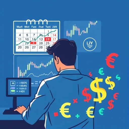 นักเทรดกำลังวิเคราะห์ข้อมูลเศรษฐกิจบนหน้าจอดิจิตอล