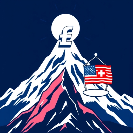 กราฟการเงินแสดงการเพิ่มขึ้นของฟรังก์สวิสในตลาด