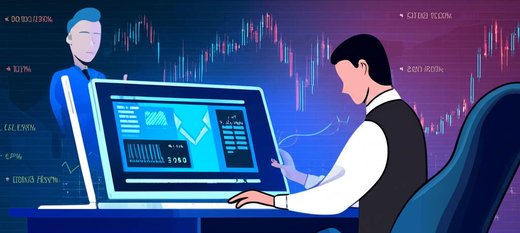 ภาพประกอบนักเทรด Forex กำลังดูกราฟและตัวเลข โดยมีเจ้าหน้าที่สรรพากรไทยสังเกตการณ์จากด้านหลัง