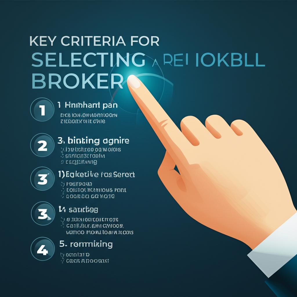 Hand pointing to seven key criteria for selecting a reliable broker