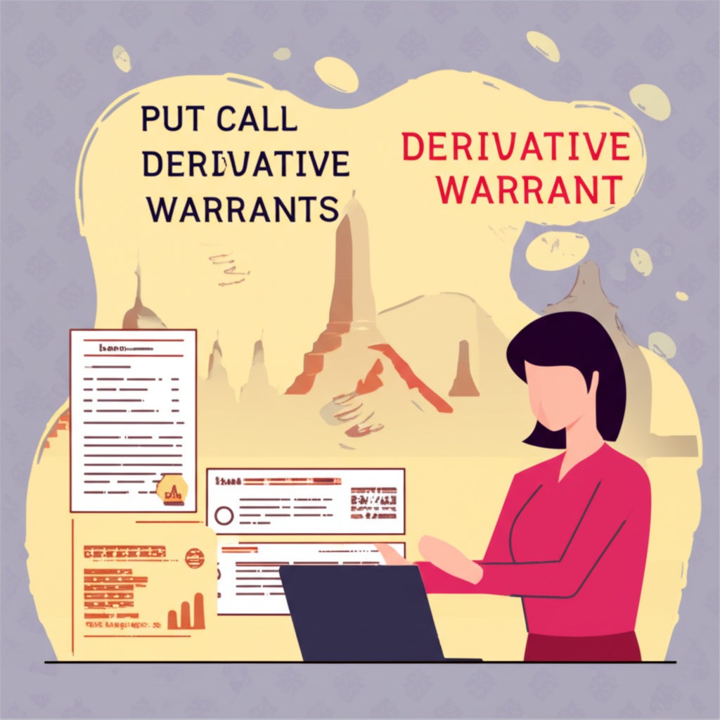 An illustration of a Thai investor understanding put call options and derivative warrants for risk management