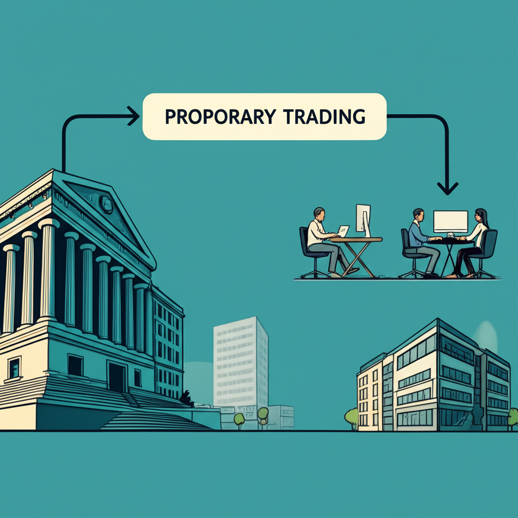 ภาพประกอบวิวัฒนาการของการซื้อขายแบบ Proprietary Trading จากสถาบันการเงินใหญ่สู่ Prop Firm อิสระ