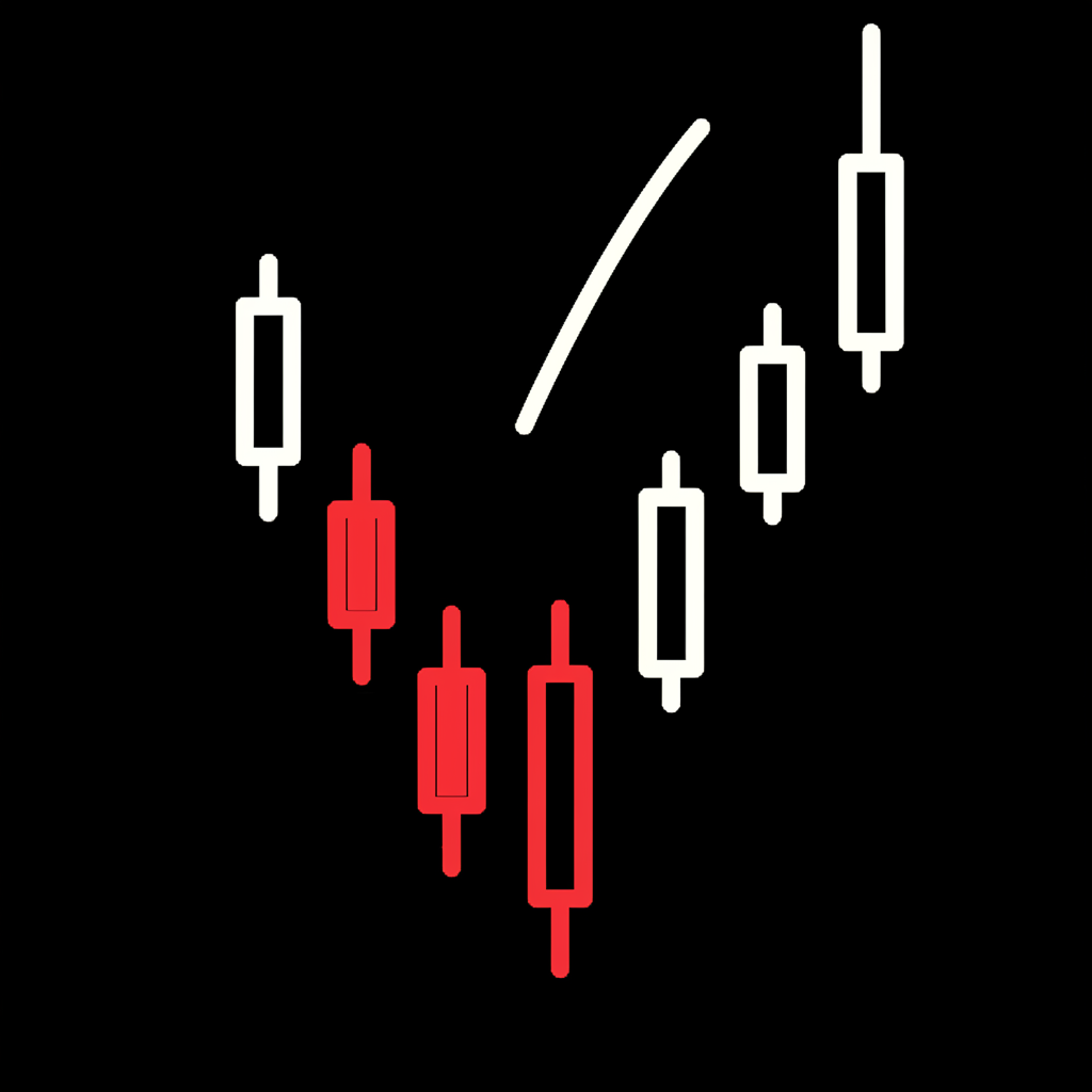 Illustration of a shooting star candlestick at the peak of an uptrend