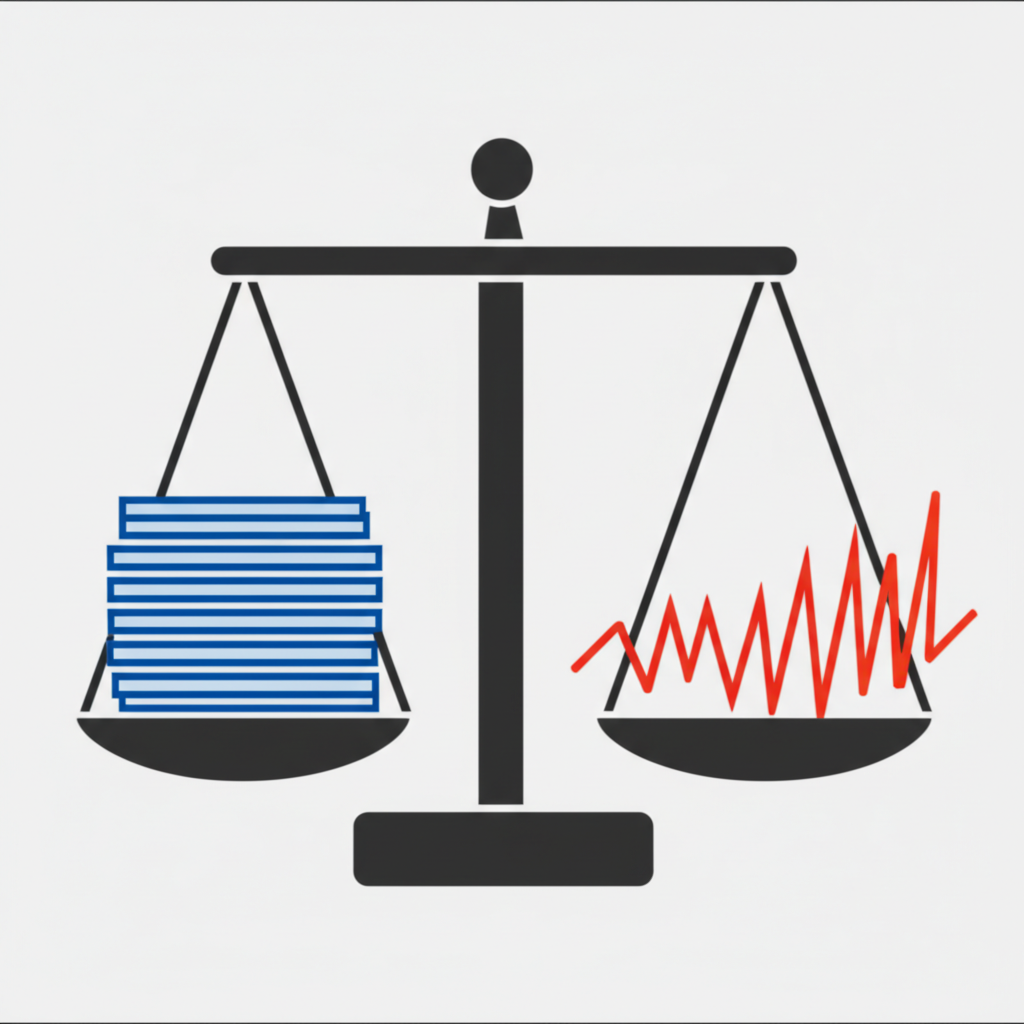 Balanced scale for stocks versus volatile scale for crypto