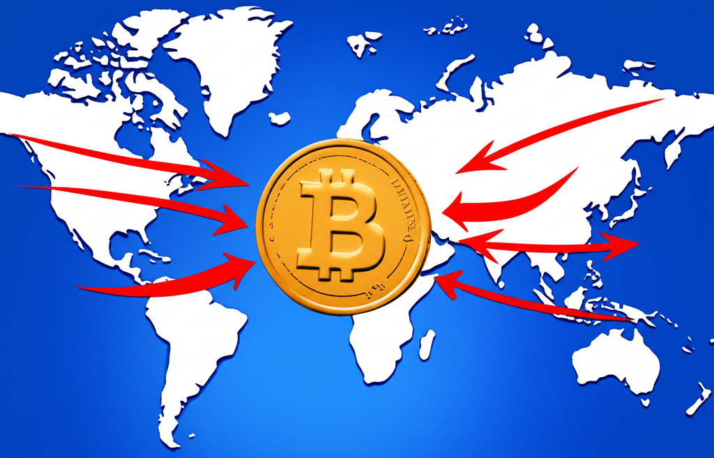 ภาพประกอบเศรษฐกิจโลกพร้อมลูกศรแสดงการเคลื่อนไหวอัตราดอกเบี้ยและเหรียญบาทไทยที่ได้รับอิทธิพล