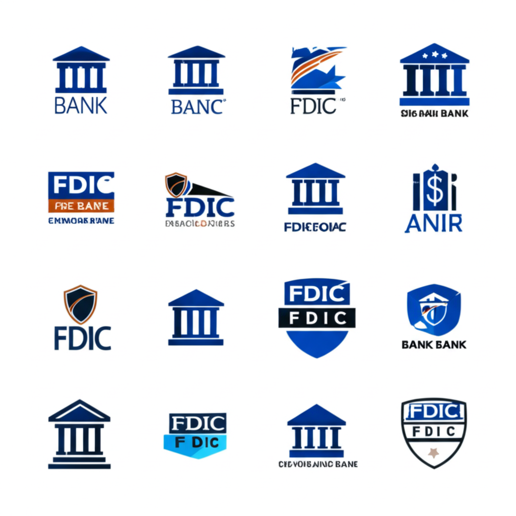 US bank logos with FDIC shield representing financial security