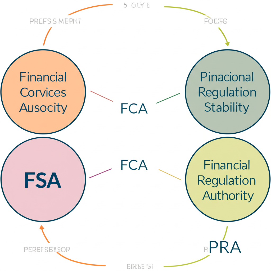 Illustration showing a transition from FSA to FCA and PRA with two distinct paths for consumer protection and financial stability
