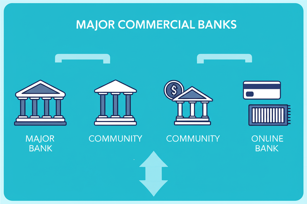 Comparing different bank types major commercial community online with their features