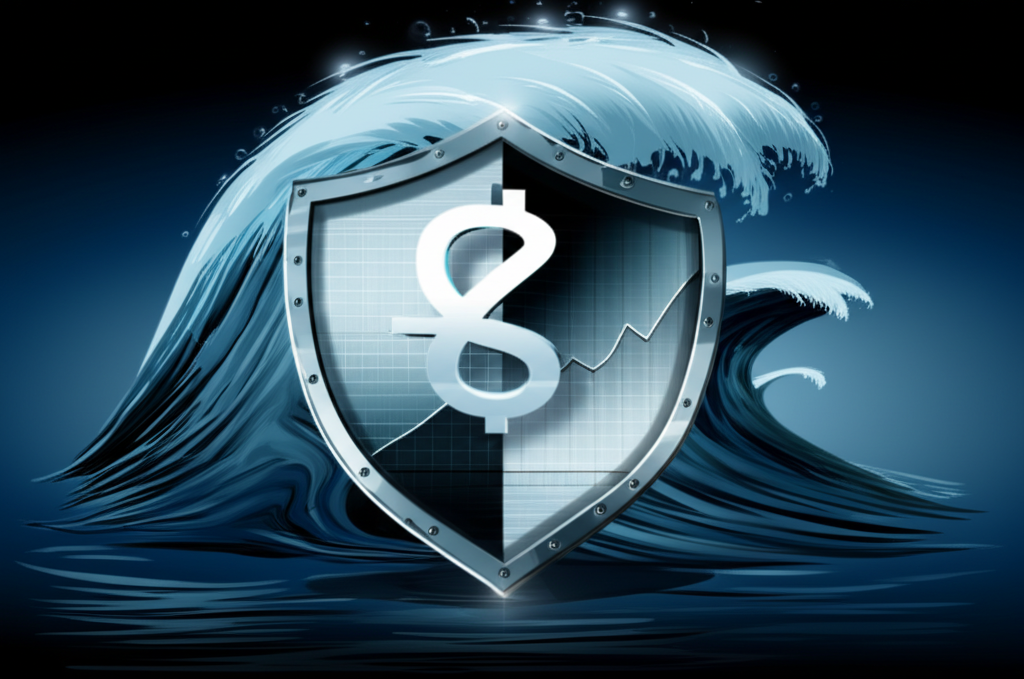 ภาพประกอบโล่ป้องกันพอร์ตการเงินจากคลื่นตลาดที่พายุโหมกระหน่ำ