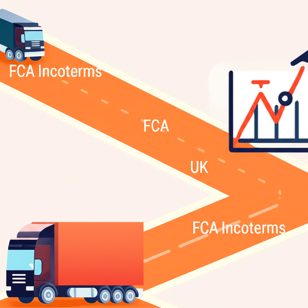 ภาพประกอบเส้นทางสองทาง แยก FCA Incoterms กับรถบรรทุก และ FCA UK กับกราฟการเงิน