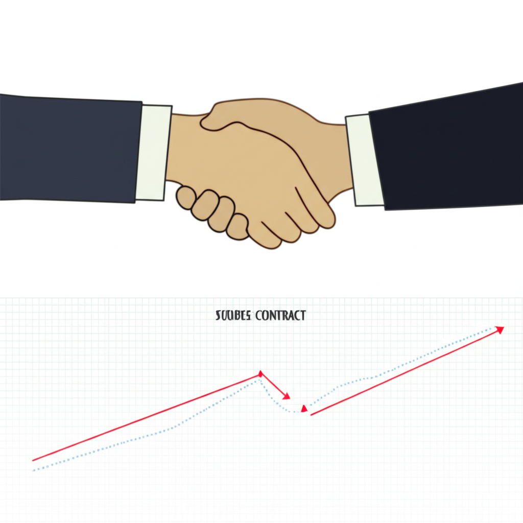 Illustration of two people shaking hands over a stock market index chart representing a futures contract