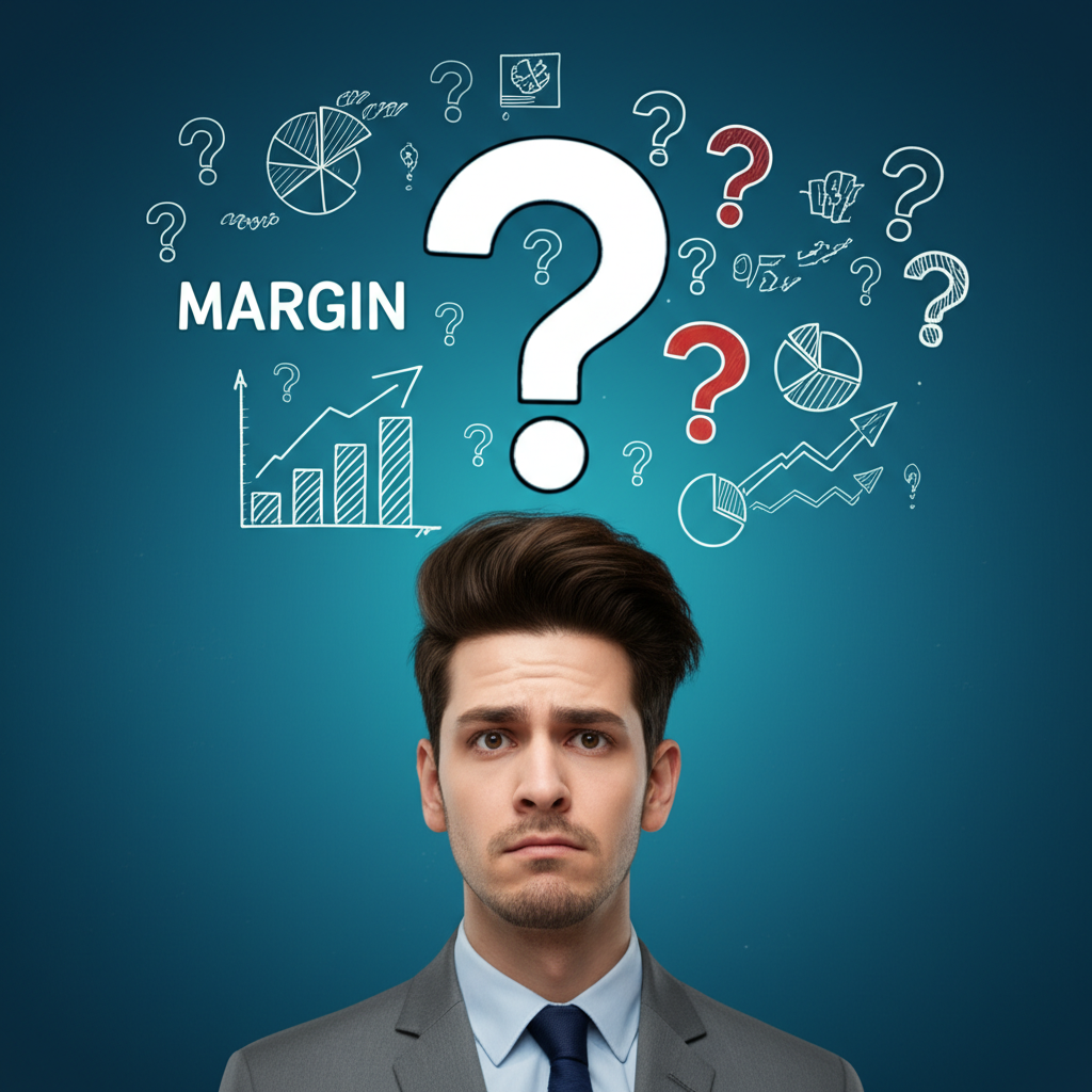 A person confused by margin meaning in finance business illustration