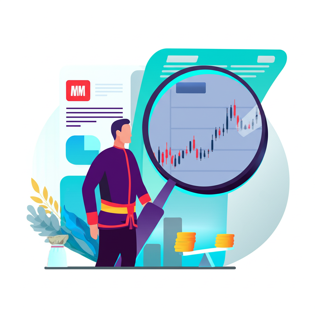 An illustration of a Thai investor understanding CFD basics with a magnifying glass over stock charts showing leverage and margin concepts