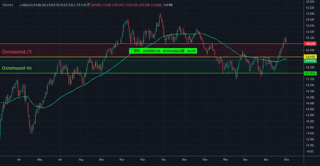 RSI overbought oversold zones with a price chart moving between 70 and 30 levels illustration