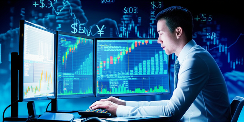 A trader using high leverage in forex market with currency pairs illustration