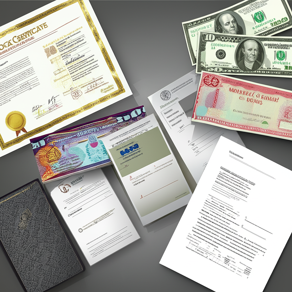 Illustration of various financial instruments like stock certificates government bonds and mutual fund units arranged clearly for investors to choose