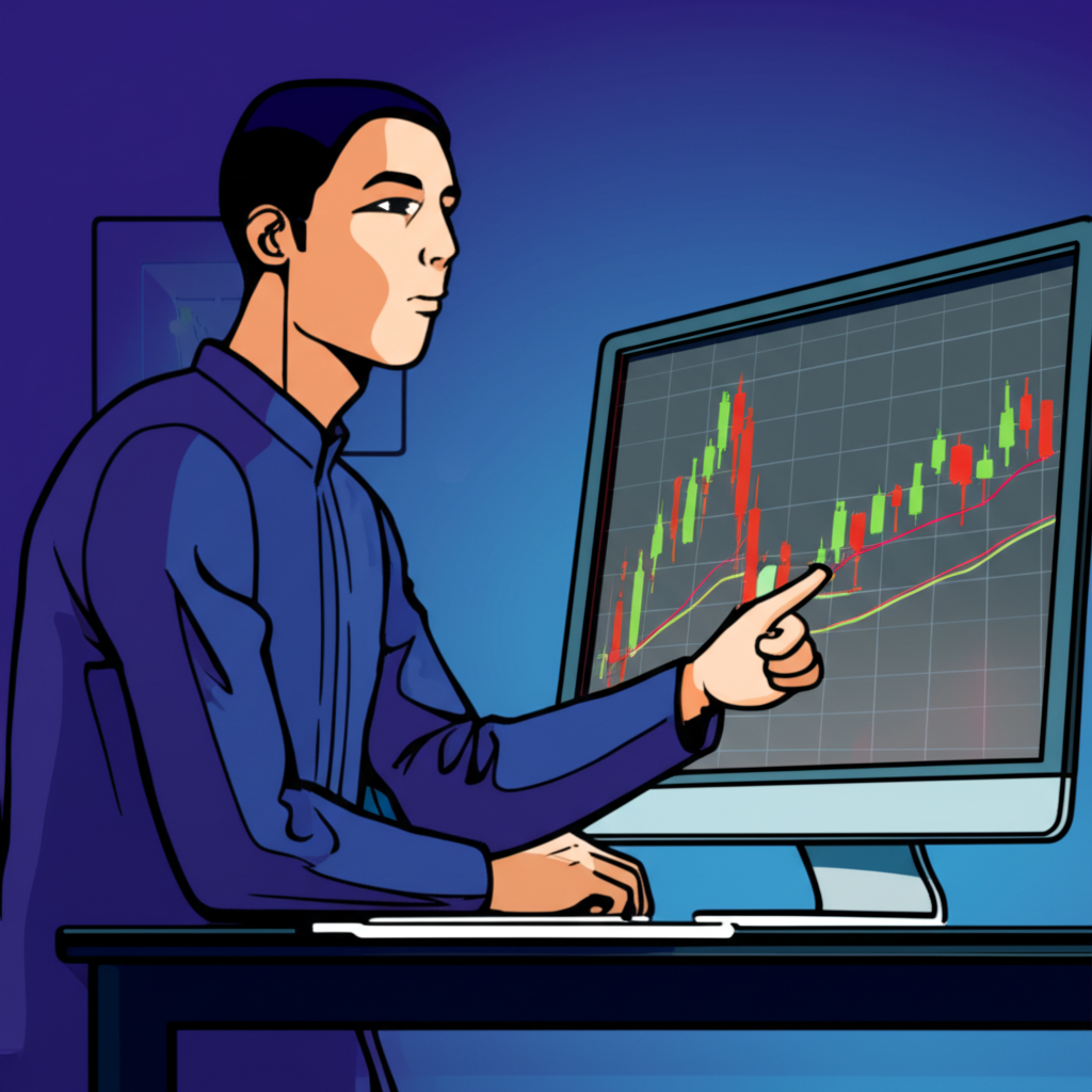 Thai trader confidently analyzing Forex charts with EMA lines