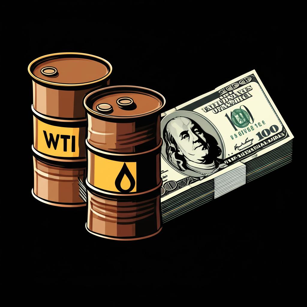 ภาพประกอบการแลกเปลี่ยนถังน้ำมันดิบ WTI กับเงินดอลลาร์สหรัฐ