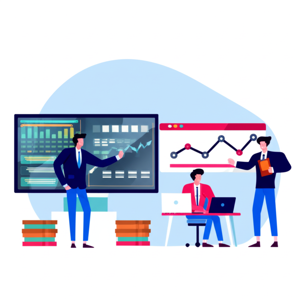 An illustration of a securities company performing various key functions such as acting as a broker for stock trading underwriting new securities and providing financial advice