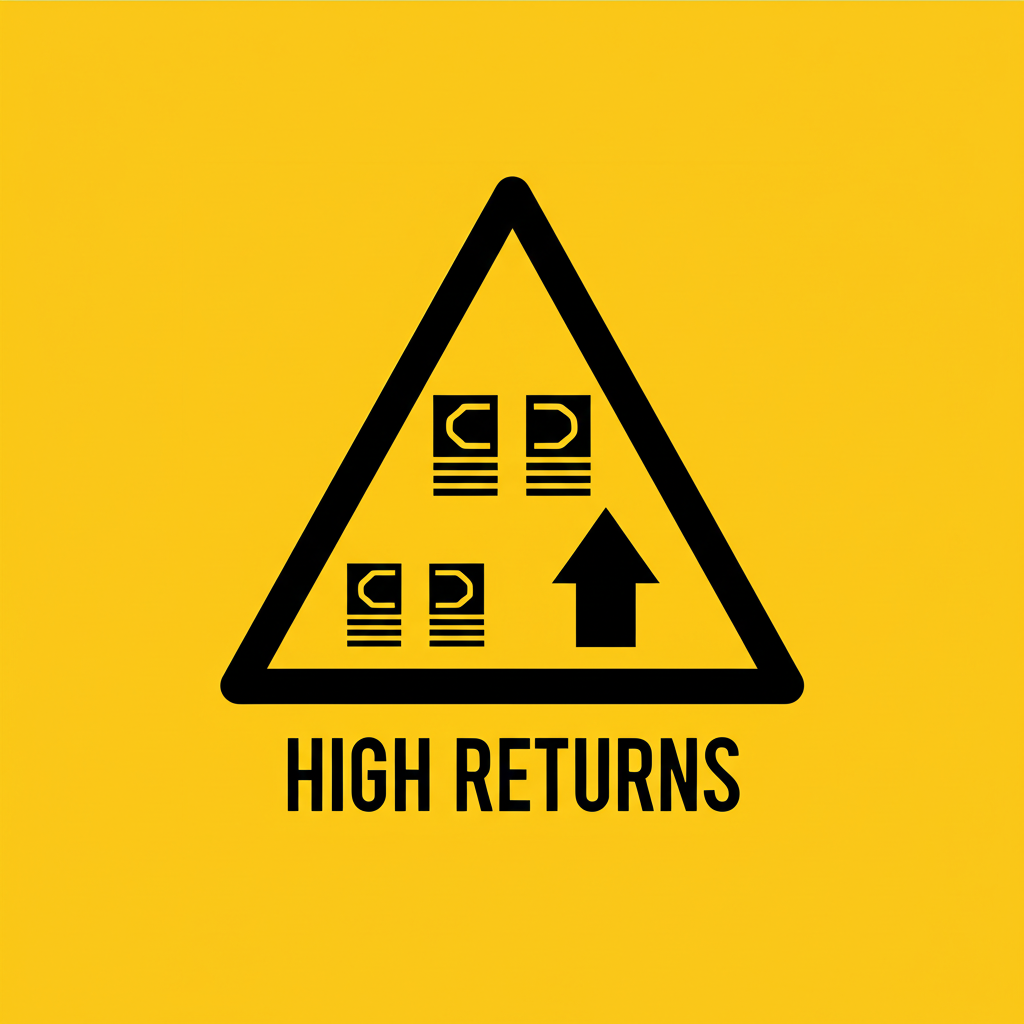 ภาพประกอบป้ายเตือนภัยพร้อมองค์ประกอบหลอกลวง เช่น เงินปลอม ผลตอบแทนสูง และแผนปิรามิด