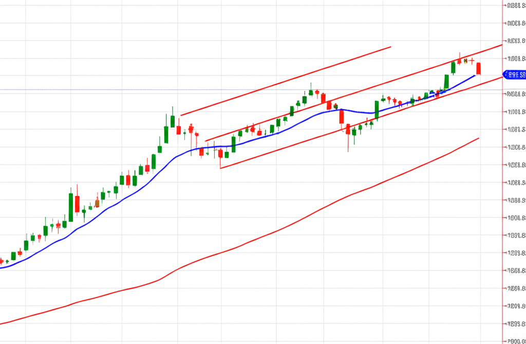 ภาพประกอบกราฟหุ้นที่มีเส้นค่าเฉลี่ยเคลื่อนที่สองเส้นแสดงแนวโน้มราคาเฉลี่ยในช่วงเวลา