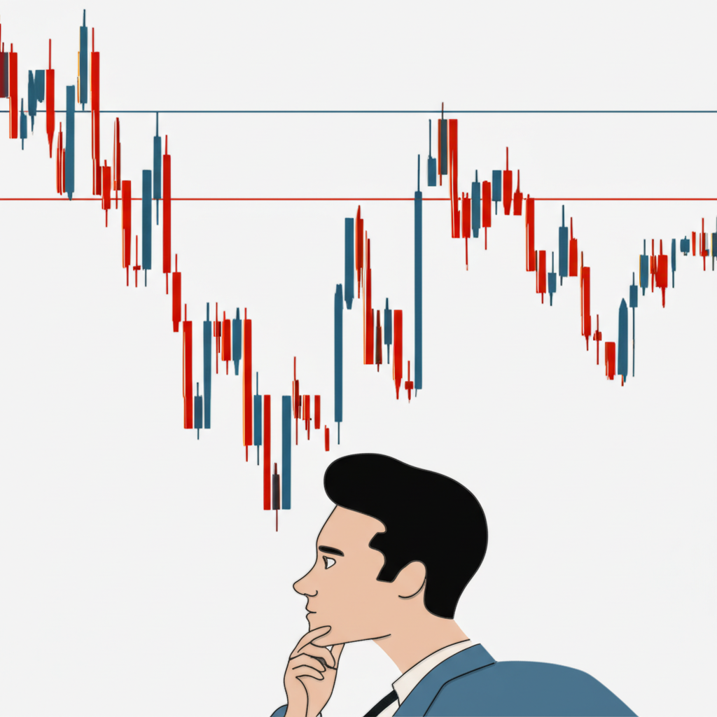 ภาพประกอบนักเทรดกำลังดูกราฟราคาหุ้นที่เรียบง่ายด้วยเส้น Zigzag ที่กรองสัญญาณรบกวน