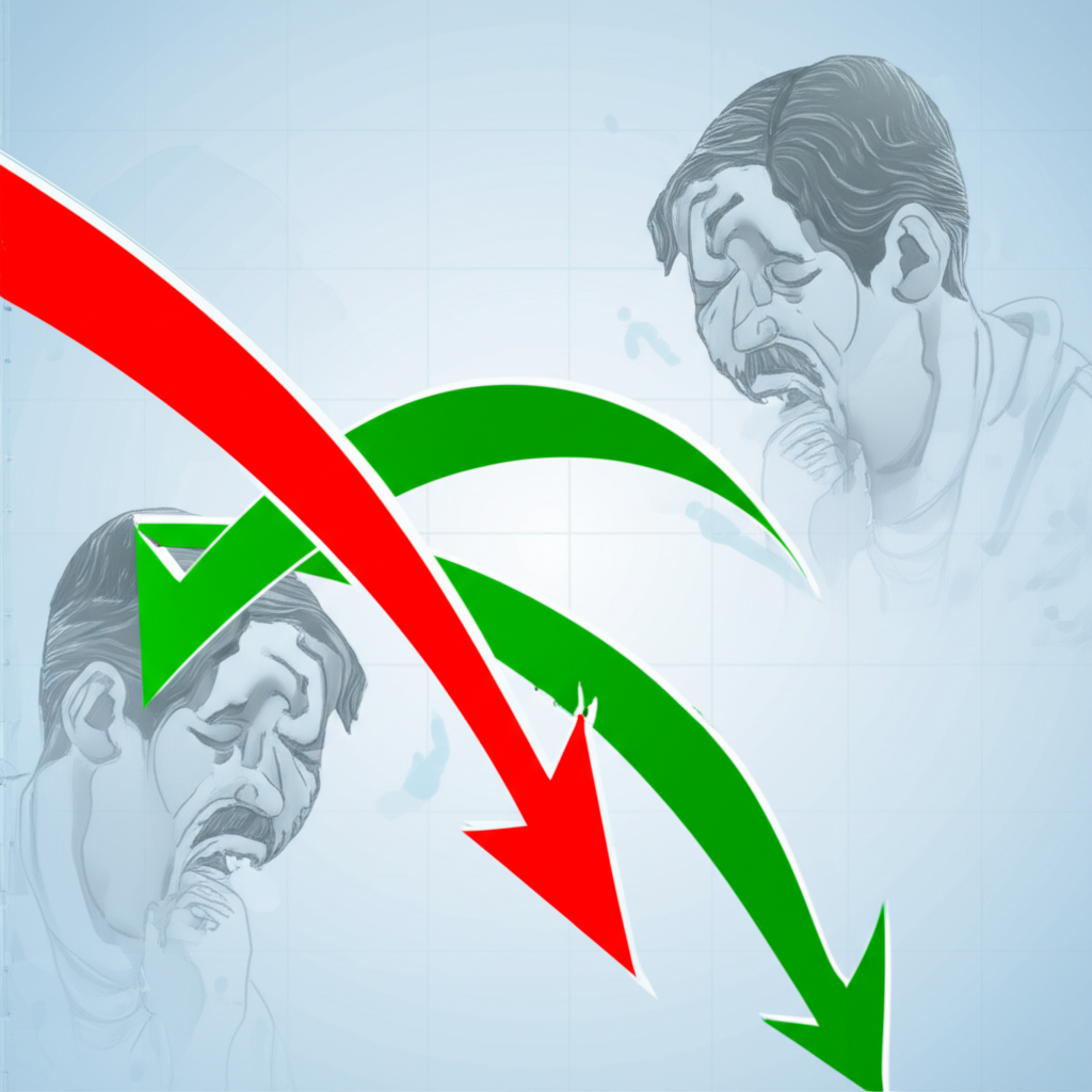 ภาพแสดงการเปลี่ยนแปลงจิตวิทยาตลาดจากการเทขายด้วยความตื่นตระหนกสู่ความมั่นใจของผู้ซื้อในรูปแบบขาขึ้น