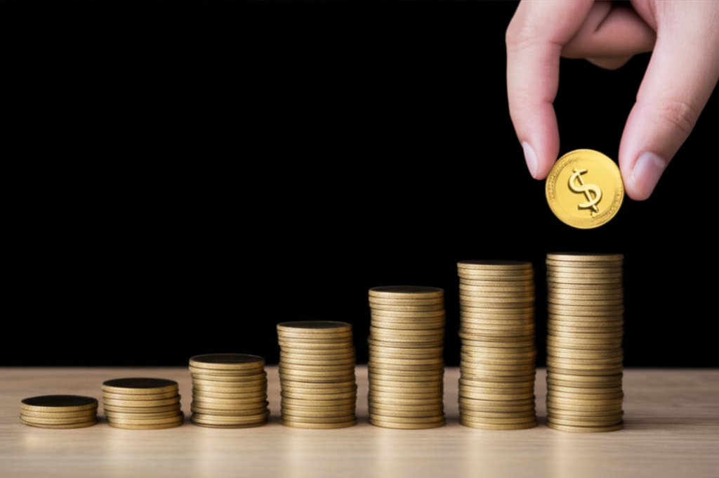 ภาพประกอบการลงทุนอย่างสม่ำเสมอในตลาดหุ้นที่ผันผวน แสดงถึงวินัยและการเติบโตระยะยาว