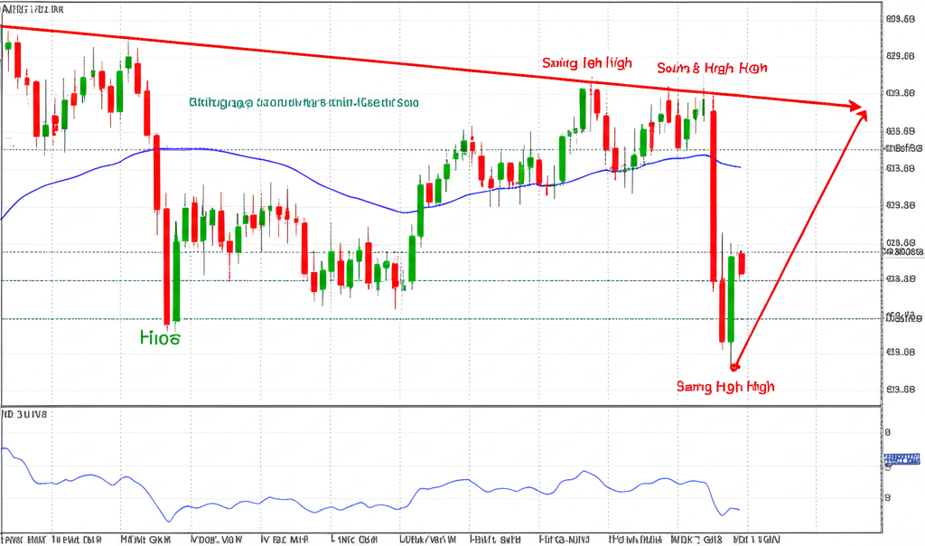 ภาพประกอบกราฟราคาหุ้นที่แสดงเส้น Zigzag ชัดเจนเชื่อมจุดสูงสุดและต่ำสุดสำคัญ