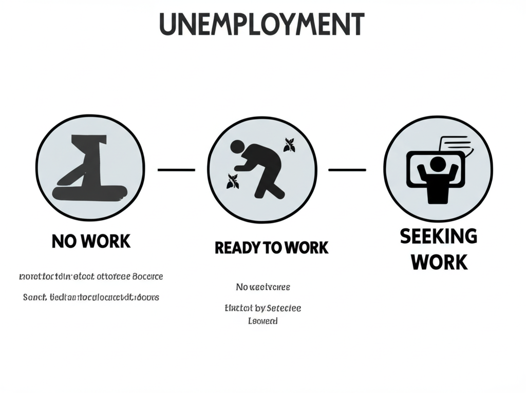 ภาพประกอบเกณฑ์สามประการของการว่างงานตาม ILO ไม่มีงาน พร้อมทำงาน และกำลังหางาน