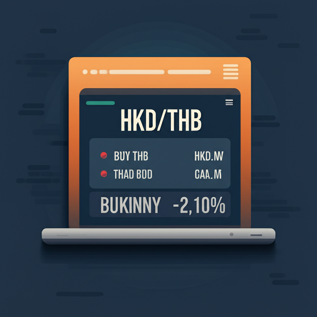 illustration digital screen showing latest HKD THB rates with example values