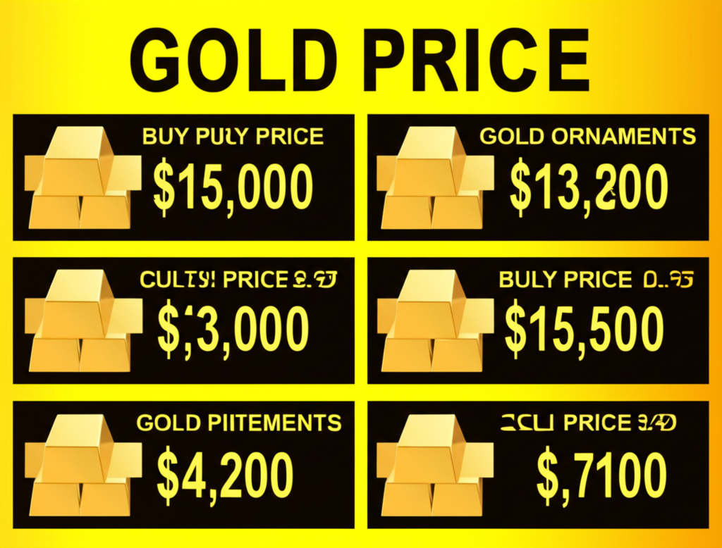 ตารางราคาทองคำแสดงราคาซื้อและขายสำหรับทองคำแท่งและทองรูปพรรณ