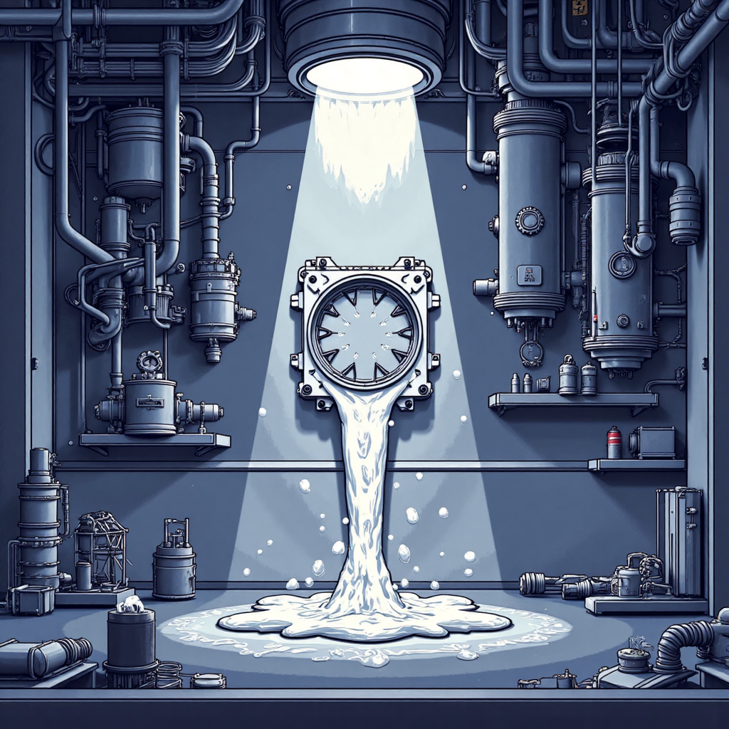 Stylized illustration depicting industrial gears and automotive catalytic converters transforming into molten platinum flowing into a pristine jewelry mold under a bright optimistic spotlight with clean lines and a futuristic aesthetic